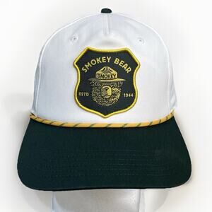 Smokey The Bear Snapback Rope Trucker Hat Green White Patch Ball Cap Outdoors